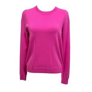Boden Womens Hot Pink Cotton Blend Pointelle Crew Neck Sweater Size S K0833